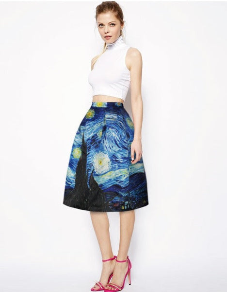 Vincent van Gogh print skirt ゴッホ スカート Almond Blossom Van Gogh Skirt - Artistic Fashion Statement