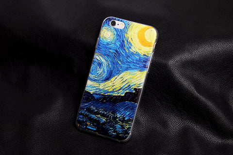 Cases for iphone 7 Plus and 4 4s 5 5S 5C SE 6 6s  Soft Silicone Van Gogh Star