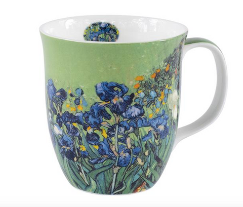 Van Gogh Irises On Green Mug In Gift Box