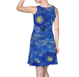 Vestido feminino sem mangas estilo Van Gogh