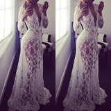 European Style Long sleeve sexy Dress Embroidery