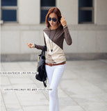 Cotton Long Sleeve Striped Patchwork Casual Pullover