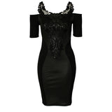 Women Off The Shoulder Sexy Party PU Dress