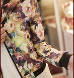 Casaco de manga comprida estampado floral jaqueta casual