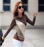 Cotton Long Sleeve Striped Patchwork Casual Pullover