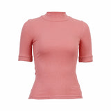 Turtleneck Top Cotton Women's T Shirt Spring Autumn Half Sleeve