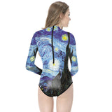 Long Sleeve One Piece Swimsuit with Starry Night
