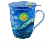 Caneca Van Gogh Starry Night Infusor com tampa em caixa de presente